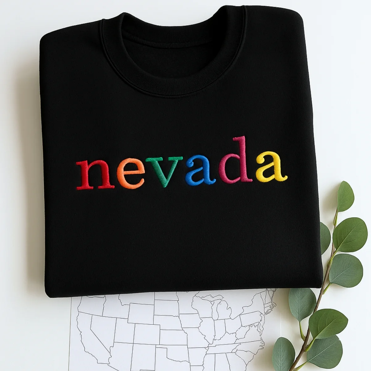 Custom Nevada State Sweatshirt - Rainbow Embroidered Letters - Silver State Pride Gift - Image 3