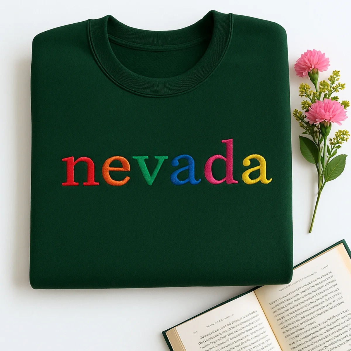 Custom Nevada State Sweatshirt - Rainbow Embroidered Letters - Silver State Pride Gift - Image 5