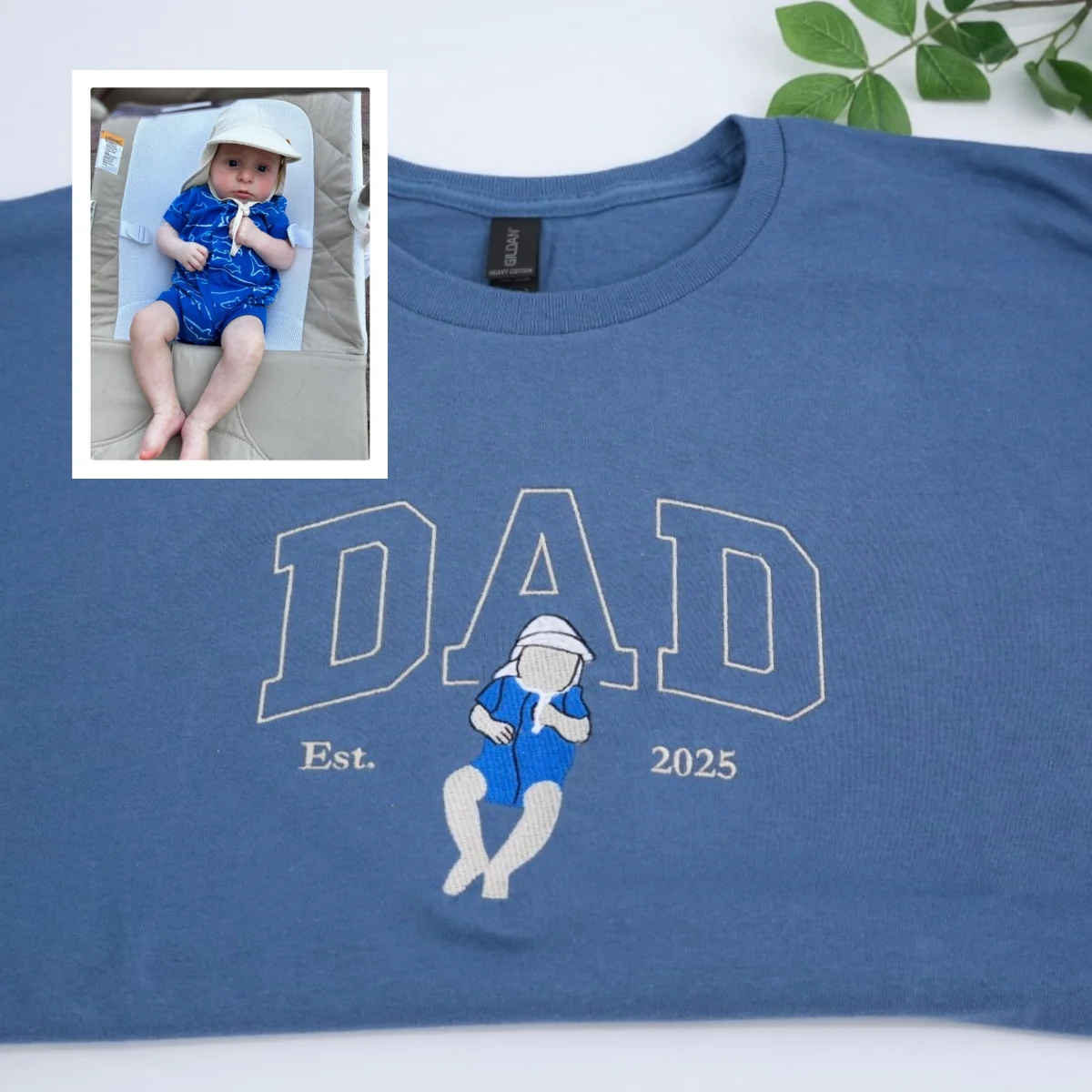 Varsity Dad Custom T-Shirt - Father Child Embroidered Shirt - Perfect New Dad Gift - Image 3