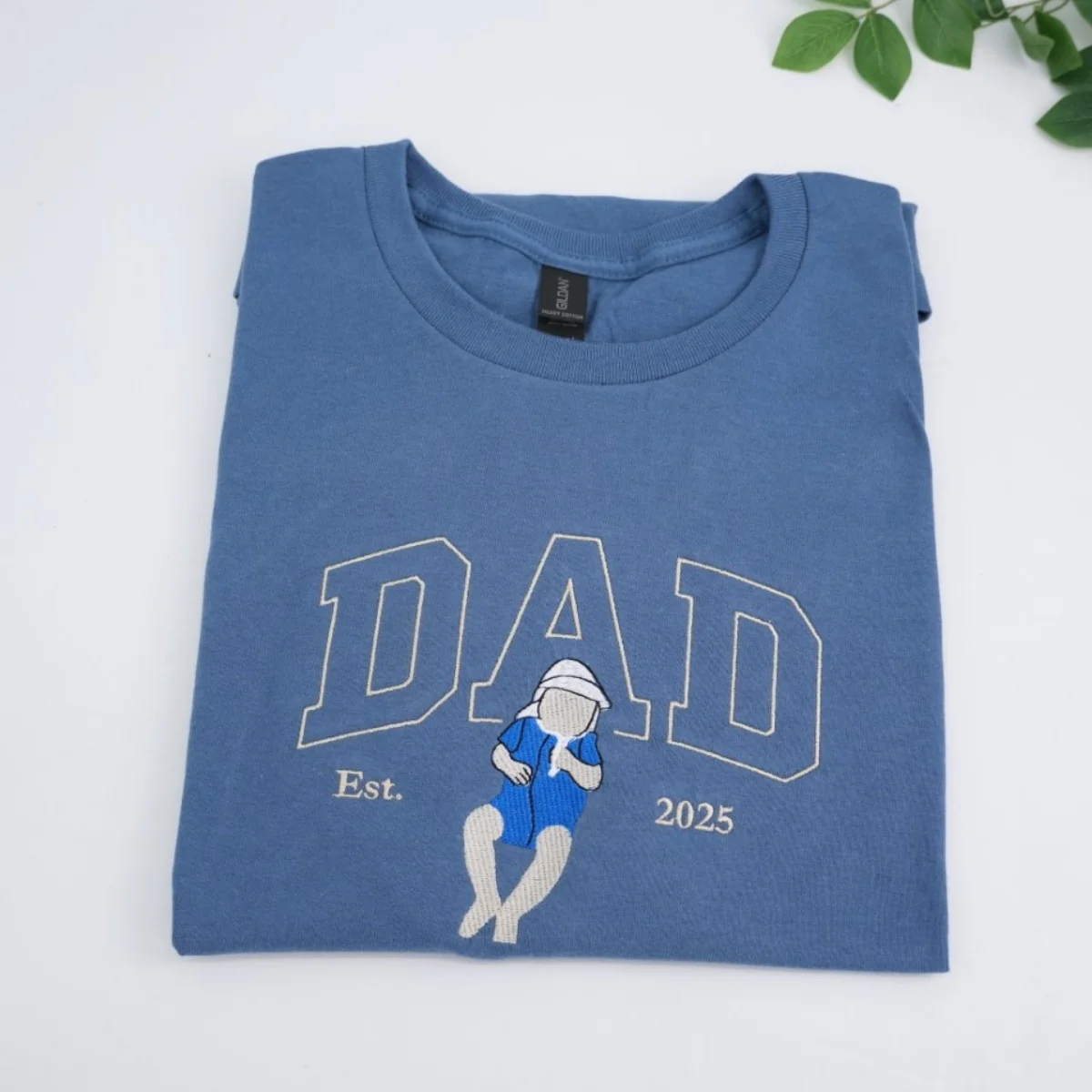 Varsity Dad Custom T-Shirt - Father Child Embroidered Shirt - Perfect New Dad Gift - Image 4