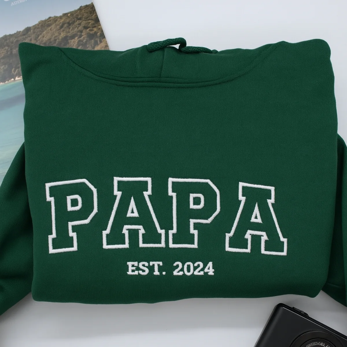 Varsity Papa Hoodie - Papa EST Embroidered - Perfect Grandpa Father's Day Gift