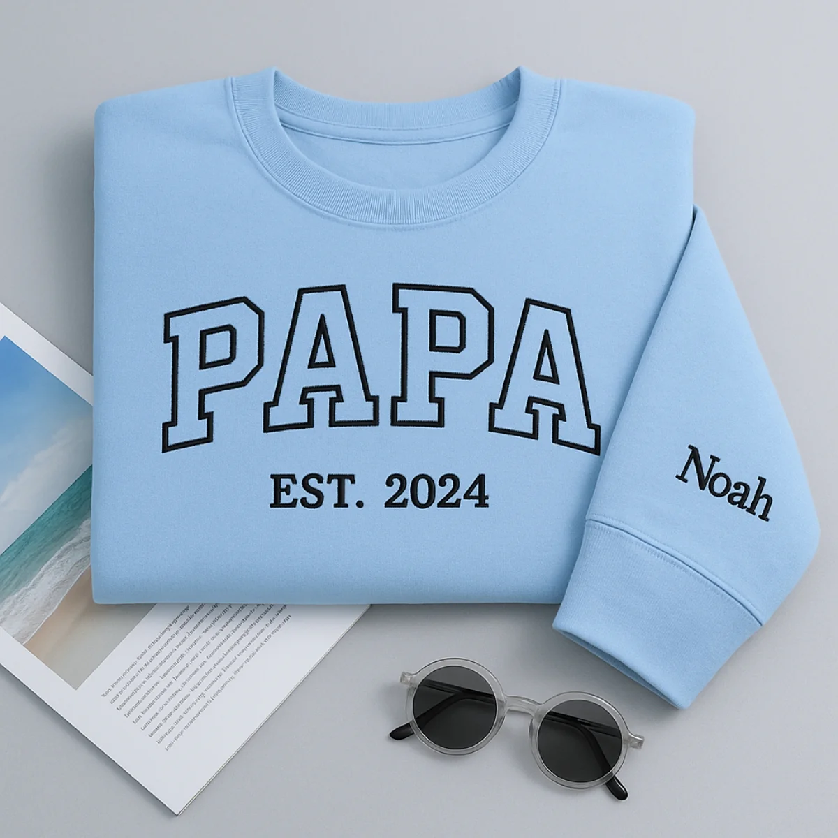 Varsity Papa Hoodie - Papa EST Embroidered - Perfect Grandpa Father's Day Gift - Image 3