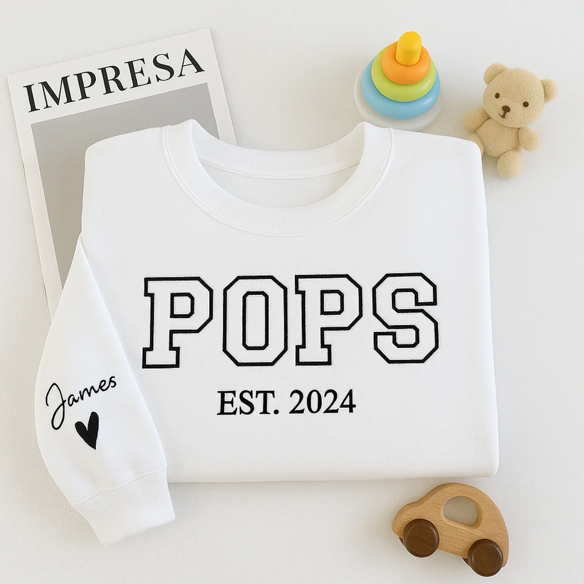 Custom Varsity Pops Sweatshirt - Personalized Grandchild Name Embroidered - Perfect Grandpa Gift - Image 2