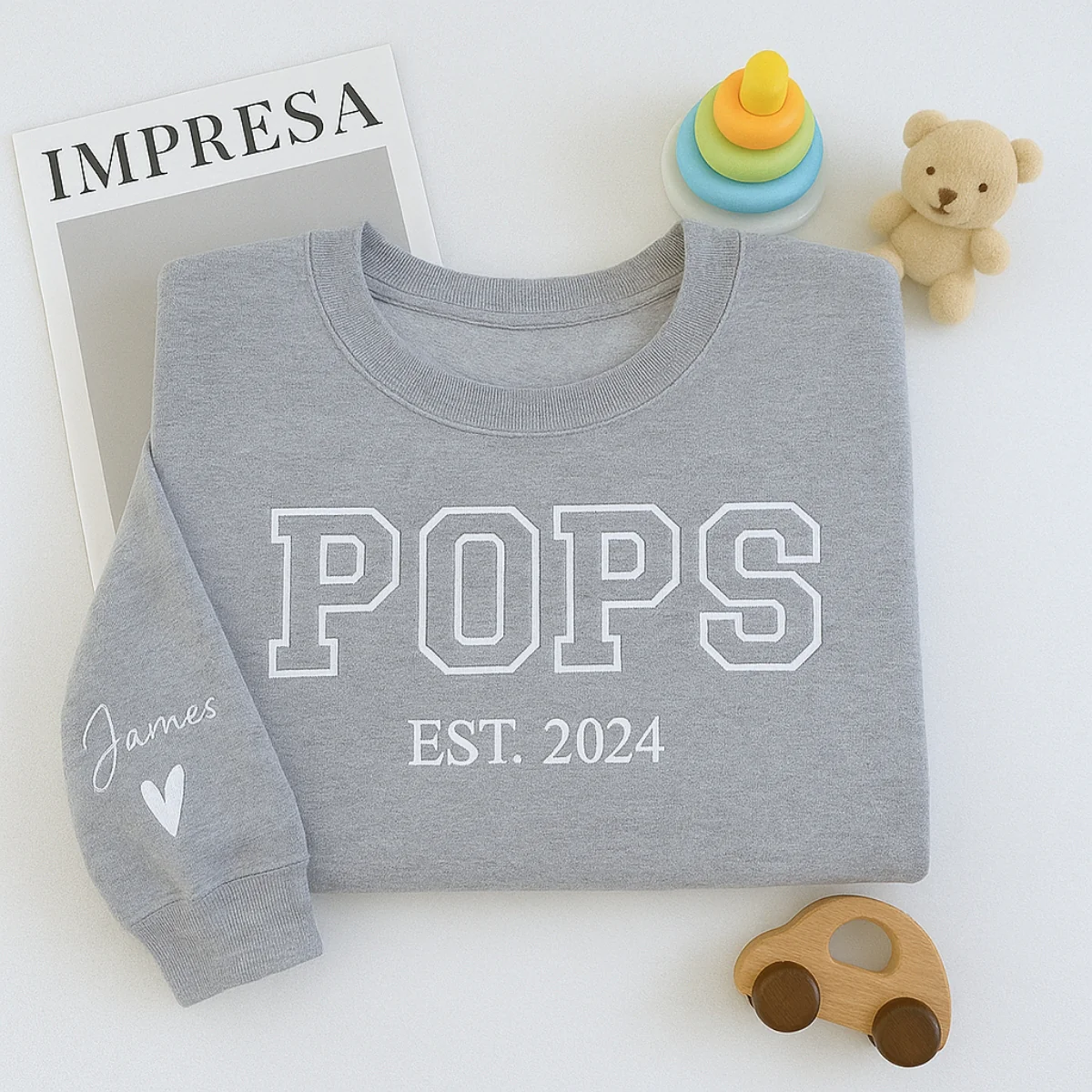 Custom Varsity Pops Sweatshirt - Personalized Grandchild Name Embroidered - Perfect Grandpa Gift - Image 4