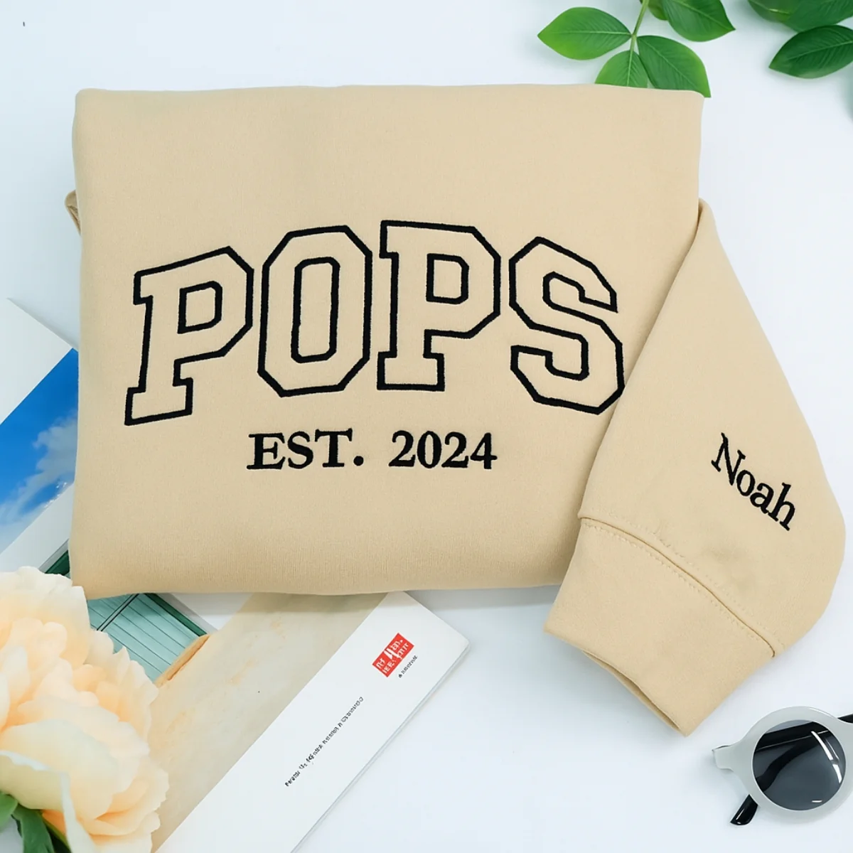 Custom Varsity Pops Sweatshirt - Personalized Grandchild Name Embroidered - Perfect Grandpa Gift - Image 5
