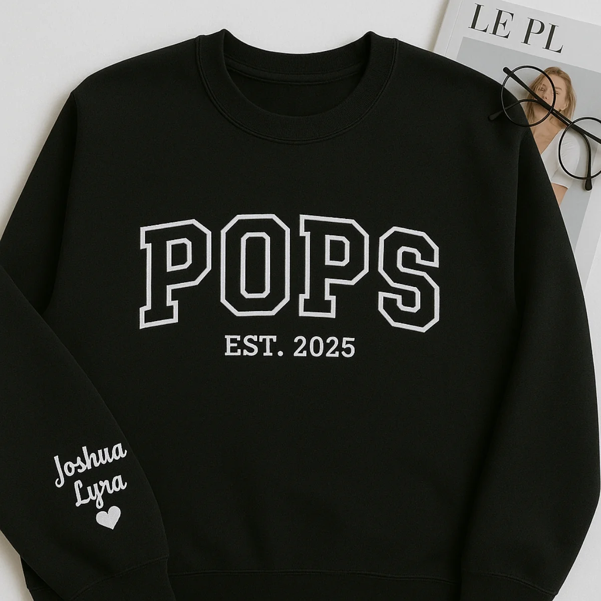 Custom Varsity Pops Sweatshirt - Personalized Grandchild Name Embroidered - Perfect Grandpa Gift - Image 6