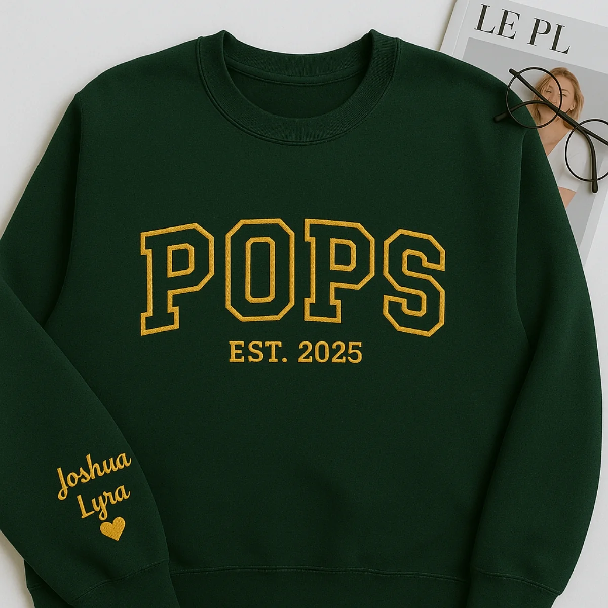 Custom Varsity Pops Sweatshirt - Personalized Grandchild Name Embroidered - Perfect Grandpa Gift - Image 7