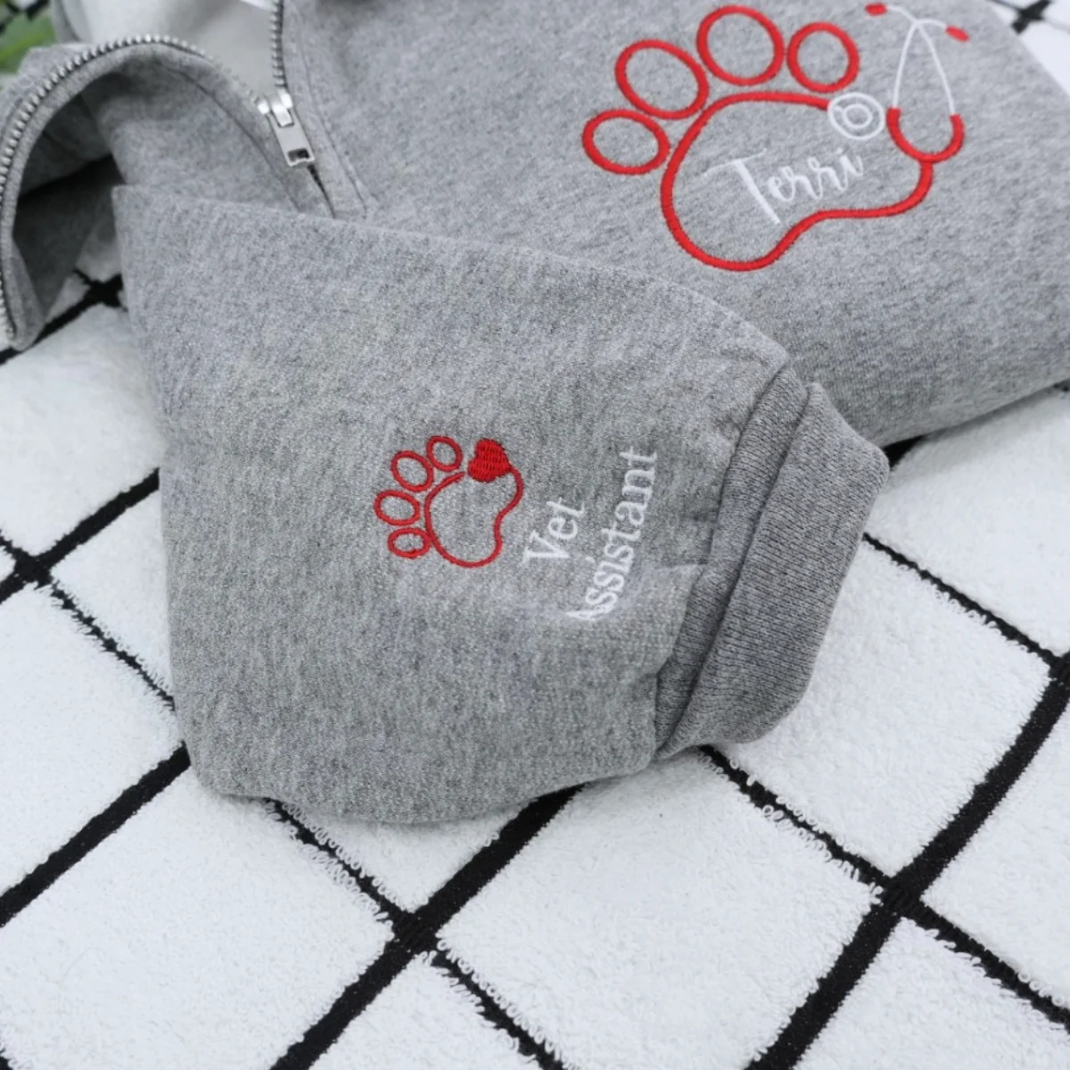 Vet Assistant Quarter Zip - Veterinary Embroidered Sweatshirts - Perfect Veterinarian Gift - Image 3