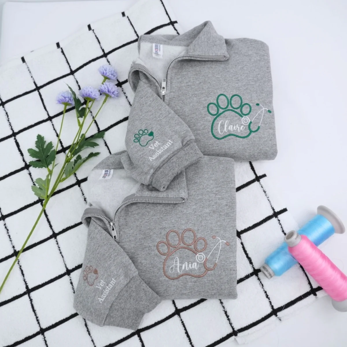 Vet Assistant Quarter Zip - Veterinary Embroidered Sweatshirts - Perfect Veterinarian Gift - Image 5