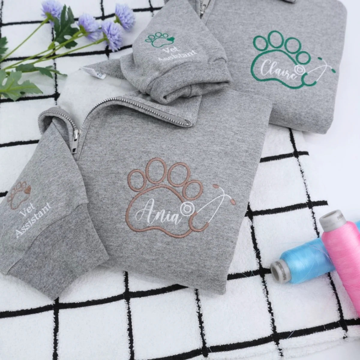 Vet Assistant Quarter Zip - Veterinary Embroidered Sweatshirts - Perfect Veterinarian Gift - Image 7
