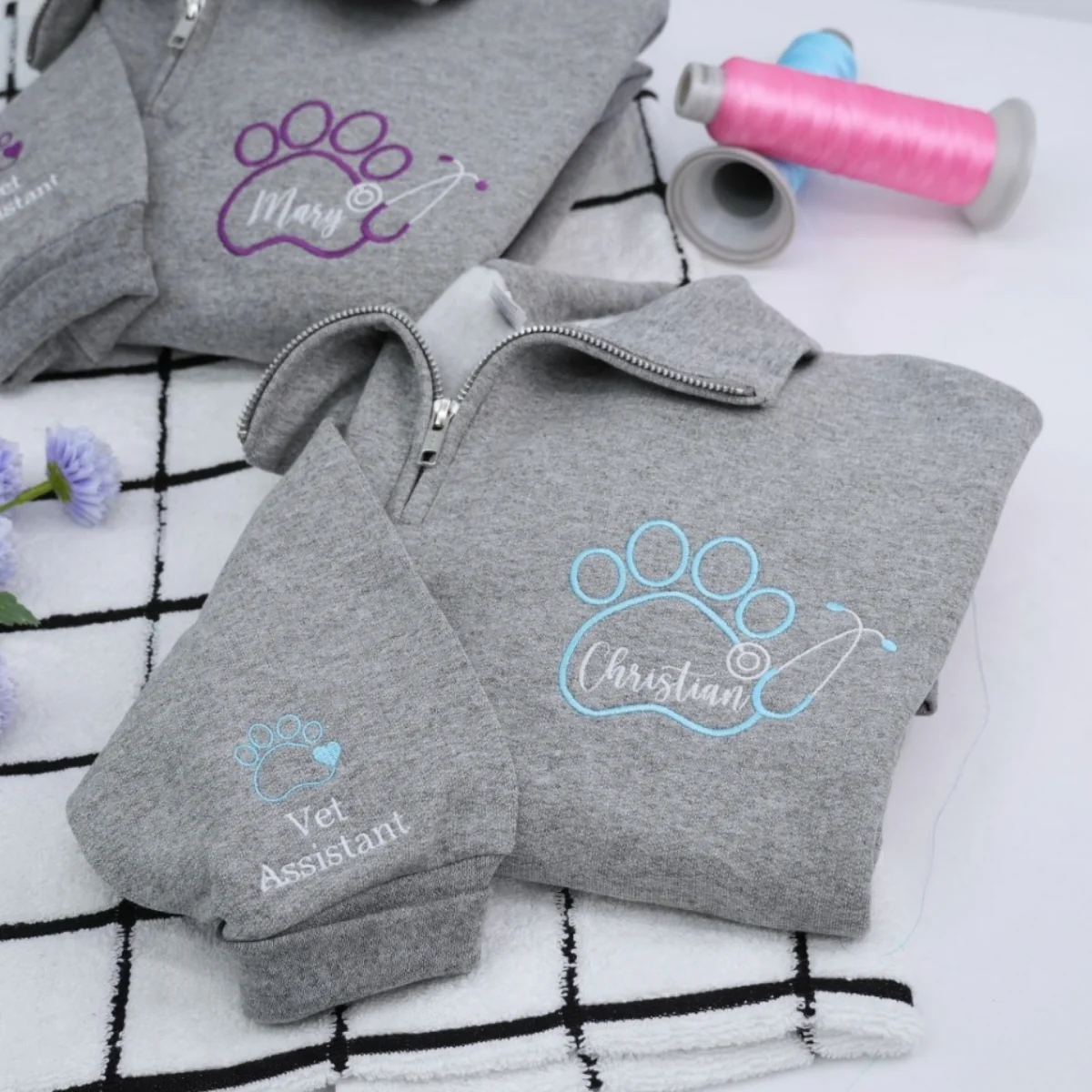 Vet Tech Quarter Zip - Veterinary Technician Embroidered Sweatshirts - Perfect Vet Tech Gift - Image 2