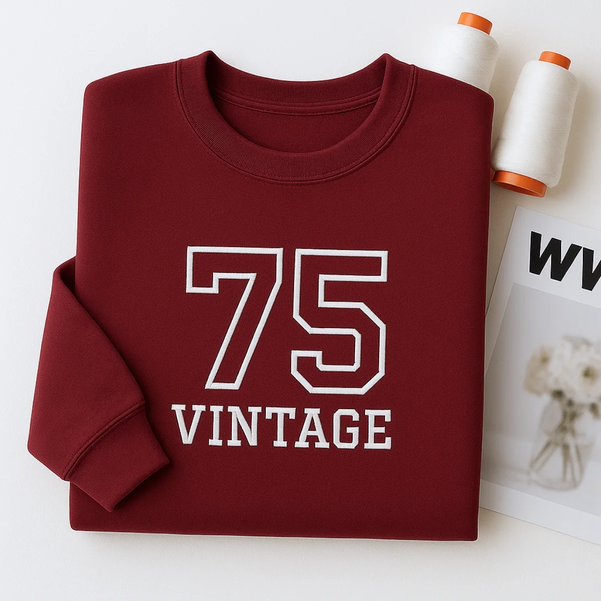Vintage 75 Hoodies - Custom Retro Embroidered Sweatshirts - Perfect 50th Birthday Gift - Image 4