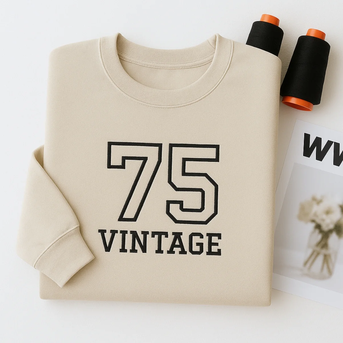 Vintage 75 Hoodies - Custom Retro Embroidered Sweatshirts - Perfect 50th Birthday Gift - Image 5